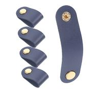 SEWACC Wire Wrap Management Straps Reusable Cord Keeper Stylish Artificial Leather Cable Organizer for Headphone Cord and Earphones Home Travel Dark Blue 5Pcs