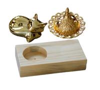 SEWACC Wood and Metal Arabic Incense Burner Set, Vintage Tabletop Censer Decor with Cone Incense Holder, Suitable for Living Room and Tea House Aromatherapy Use