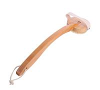 SEWACC Wooden Bath Brush with Detachable Handle, Boar Bristle Shower Massaging Scrubbing Brush for Back Cleaning, Suitable for Bathing and Shower Use, Khaki Color