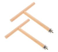 SEWACC Wooden Bird Perch Stand time year season 2pcs for Parrots and Cockatiels, Khaki Colour, Mountable on Cage, Designed to Increase Activity Space and Provide Comfortable Branch
