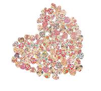 SEWACC Wooden Buttons Fasteners Heart-Shaped 100pcs Assorted Colour Fine Workmanship and Accurate Cutting for Clothes and Windbreakers for DIY Sewing and Manual Crafts