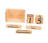 SEWACC Wooden Desk Calendar Solid Wood Perpetual Block Calendar with Manual Date Month Display for Office Study Home Decor Desktop Organizer with Natural Grain Pattern