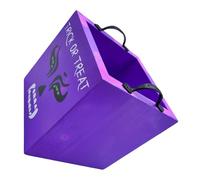 SEWACC Wooden Halloween Candy Tray with Dual Metal Handles, Square Large Candy Bowl and Storage Box for Trick or Treat, Halloween Party Dessert Platter and Snack Container