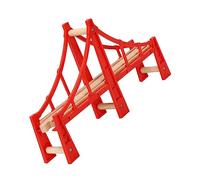 SEWACC Wooden Train Track Bridge Set Red Model DIY Railway for Creative Building Blocks Compatible with Classic Train Boys