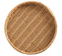 SEWACC Woven Imitation Rattan Basket with Handles, Round Fruit and Snack Serving Tray, Kitchen Storage Basket for Home Dining and Afternoon Tea Use