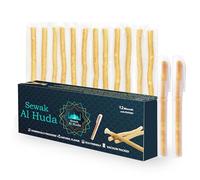 Sewak Al Huda Pack of 12 Miswak Sticks with 2 Holders - Vacuum Sealed Natural Chewing Sticks for Teeth - Natural Flavored Toothbrush for Teeth Whitening, Oral Health, and Fresh Breath || Pack of 12