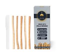 Sewak Al Noor Pack of 5 Miswak Sticks for Teeth with 1 Holder - Vacuum Sealed Natural Flavored Chew Sticks for Humans - Natural Toothbrush for Teeth Whitening, Oral Health & Fresh Breath || Pack of 5