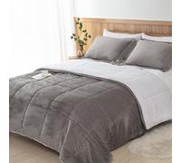 Seward Park Ultra-Soft Micromink Sherpa Comforter Set Full/Queen, Soft Plush Warm Fall Winter Down Alternative Bedding Comforter Sets Grey Charcoal 3 Piece (2 Pillow Shams and 1 Comforter)