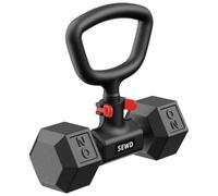 SEWD Dumbbell Kettlebell Converter - Turn Dumbbells into Kettlebell for Home Gym Workout - Adjustable Weights & Up to 110LB Capacity - 90-Degree Rotating Handle - Red
