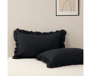 Sewdudely King Pillow Cases Set of 2, 20x36 Inch, Black Lace, Soft Breathable Microfiber, Non-Shrinking, Envelope Closure, Shabby Chic