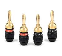 Sewell Deadbolt Banana Plugs, 2 Pairs, 24k Gold Plated Speaker Plugs, Quick Connect SW-29863-2