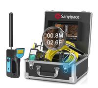 Sewer Camera 20M/65FT with 512hz Locator, 9" Pipe Cam HD with Distance Display, Drainage Pipe Inspection Camera Self-leveling Snake Cam Endoscope IP68 Waterproof for Duct Include 32GB TF Card