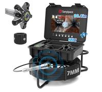 Sewer Camera 50M, Sanyipace Drain Camera with Self-Leveling and Distance Counter, Industrial Endoscope with DVR & Audio Recorder, 5X Zoom, IP68 Waterproof 23mm Endoscope, 7mm Cable, 32GB TF Card