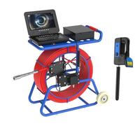 Sewer Inspection Camera, 9mm Self-Leveling Pipeline Camera with 512Hz Transmitter, Distance Counter, 24pcs LEDs, 1080P Screen for Drainage Duct