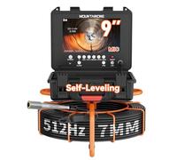 Sewer Inspection Camera with Self-Levelling, Drain Camera with Distance Counter, 9" 1080P Monitor Industrial Endoscope with DVR & Audio, 50M Pipe Cameras 12 LED Lights, 512Hz Transmitter, 32GB Card