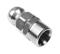 Sewer Jetter Nozzle, M22 14mm Male Thread Button Nose Nozzle Stainless Steel 1 Front Jets & 3 Rear Jets for Cleaning Sink Pipe Drain Tool