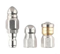 Sewer Jetter Nozzle Set of 3 Rotating Pipe Unclogging Tool Stainless Steel for Blocked Drains 5000 PSI Heat Resistant 1/4 Inch Fitting
