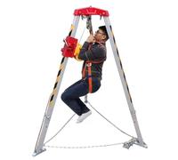 Sewer Lifting Tripod Confined Space Brackets with Rescue Winch& Safe Belt, Falling Protector Tripod Hoist, Galvanized Steel Wire Rope Emergency Tripods(1200Lbs Winch)