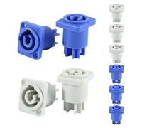seweu 10Pcs 3 PIN 20A 250V AC PowerCon Socket Power Plug Adapter NAC3MPA-1 NAC3MPB-1 Output Connector Blue and Grey White