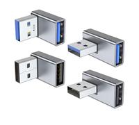 seweu 4PCS Angle Adapter USB Female to Female Adapter Up and Down Angle, Left and Right Angle USB A Male to Female Converter Extender for PC, Laptop