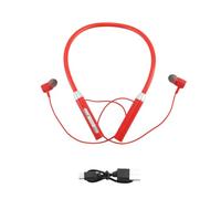seweu Wireless Bluetooth Headset Neck Type Stereo Noise Reduction Universal Plug-in Card Sport Ear Headset Mic,Red