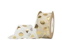 Sewhick 25mm Polka Dot Ribbon, Gold Dots Printed Organza Ribbons for Gift Wrapping Hair Bows Craft Sewing Invitation Floral Arrangement, 20M