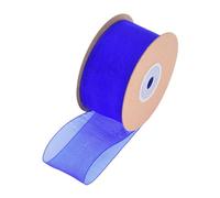 Sewhick 40mm Sapphire Blue Organza Ribbon, 22M Royal Blue Shimmer Sheer Chiffon Ribbon, Gift Wrap Ribbon for Bouquet Crafting Gift Wrapping Christmas Wedding Decorations DIY Bows