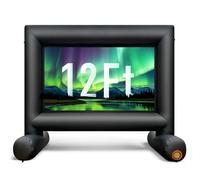 Sewinfla 12Ft Outdoor and Indoor Inflatable Movie Projector Screen with Blower, Supports Front and Rear Projection, Blow Up Mega Movie Screen for Party, Easy to Set Up
