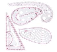 Sewing 4 Pcs Clothing Fashion Ruler Set - Metric, French Curve for Dressmaking - Plastic Dress Curve Rulers, Pattern Design Drawing Template, Tailor Tool for DIY Clothing