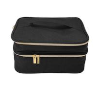 Sewing Accessories Organizer Double Layer, Sewing Supplies Bag with Multiple Compartments, Polyester Storage Case for Threads Needles Scissors Crochet Hooks (Black)