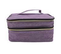 Sewing Accessories Organizer Double Layer, Sewing Supplies Bag with Multiple Compartments, Polyester Storage Case for Threads Needles Scissors Crochet Hooks (Purple)