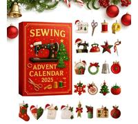 Sewing Advent Calendar 2025, 24-Day Christmas Countdown Surprise Box with 2D Acrylic Festive Hanging Decoration, Machine Themed Pendant Ornament for Craft & Sew Lovers, Quilters, Front Door, Office