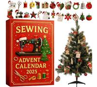 Sewing Advent Calendar 2025, 24 Days Christmas Countdown Surprise Box, 2D Acrylic Festive Hanging Decoration, Machine Themed Pendant Ornament for Craft Sew Lovers, Quilters,Front Door, Office