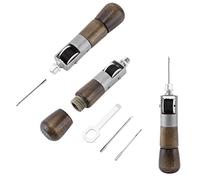 sewing awl, DIY Handmade Leather Hand-Stitching Tool Sewing Kit Lock Stitch Awl +2 Needles+Wrench Craft Stitching Awl Tool Kit Two Needles