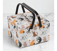 Hobby Gift Large Sewing Craft Hobby Storage Box, Twin Lid, Square, 25 x 25 x 17cm, Cats