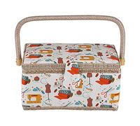 Sewing Basket, Fabric Sewing Basket, Craft Box, Sewing Box, for Home Travel, Household Sewing Basket with Handle, 10.9 x 7.1 x 5.7inch