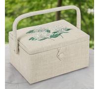 Hobby Gift Sewing Basket Hydrangea Medium Embroidered Craft Storage Box 18.5 x 25.5 x 14.5 cm