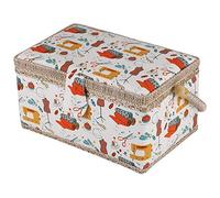 Sewing Basket with Handle, Large Capacity Beautiful Printed Cloth Storage Basket for Small Sundries, Sewing Box