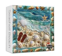 Sewing Beach 1000 Piece Puzzle for Adults, PICKFORU Colorful Coastal Jigsaw Puzzles Ocean Seashells, Hard Difficult Quilt Sea Scene Theme as Wall Decor