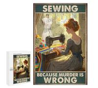 Sewing Because Murder Is Wrong - 1000 Piece Wooden Puzzle for Adults - Clever Sewing Room Decor & Relaxing Puzzle Activity