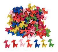 Sewing Buttons, 100Pcs Mixed Colors Wooden Button 2 Hole Giraffe Shape Decorative Buttons for Knitting Handcraft Kid Clothes Accessories(25 * 20MM)