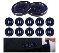 Sewing Buttons 12 pcs Dark Blue Sew on 15mm Large Round Buttons Flat 4 Holes 24Ligne for Cardigans, Coat, Clothes Kniting, Kids Crafts DIY, Sewing, Handmade, Crafting (Dark Blue Sew)