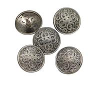 Sewing Buttons 5pcs Round Metal Button for Needlework Shank Sewing Accessories Decorative for Clothes Jacket Handicraft(01-Black,23mm)