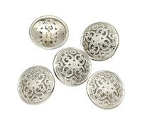 Sewing Buttons 5pcs Round Metal Button for Needlework Shank Sewing Accessories Decorative for Clothes Jacket Handicraft(01-Silver,20mm)