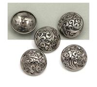 Sewing Buttons 5pcs Round Metal Button for Needlework Shank Sewing Accessories Decorative for Clothes Jacket Handicraft(02-Black,15mm)