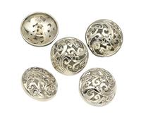 Sewing Buttons 5pcs Round Metal Button for Needlework Shank Sewing Accessories Decorative for Clothes Jacket Handicraft(02-Silver,20mm)