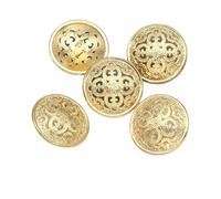 Sewing Buttons 5pcs Round Metal Button for Needlework Shank Sewing Accessories Decorative for Clothes Jacket Handicraft(01-Gold1,20mm)