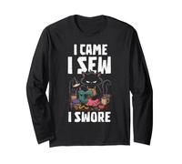Sewing Cat I Came i sew i Swore Funny Quilter Long Sleeve T-Shirt