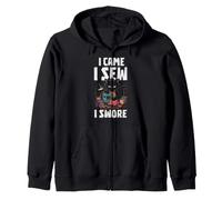 Sewing Cat I came i sew i swore Funny Quilter Zip Hoodie