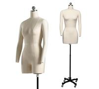 Sewing Dress Form, Curvy Tailors Mannequin with Soft Arms and Wheels, Full Body Form with Magnetic Arm Interface for Display and Tailoring